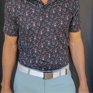 Men's Black Floral Polo Shirt‎